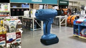 a giant drill, used as an advertising display, printed with additive manufacturing technology 