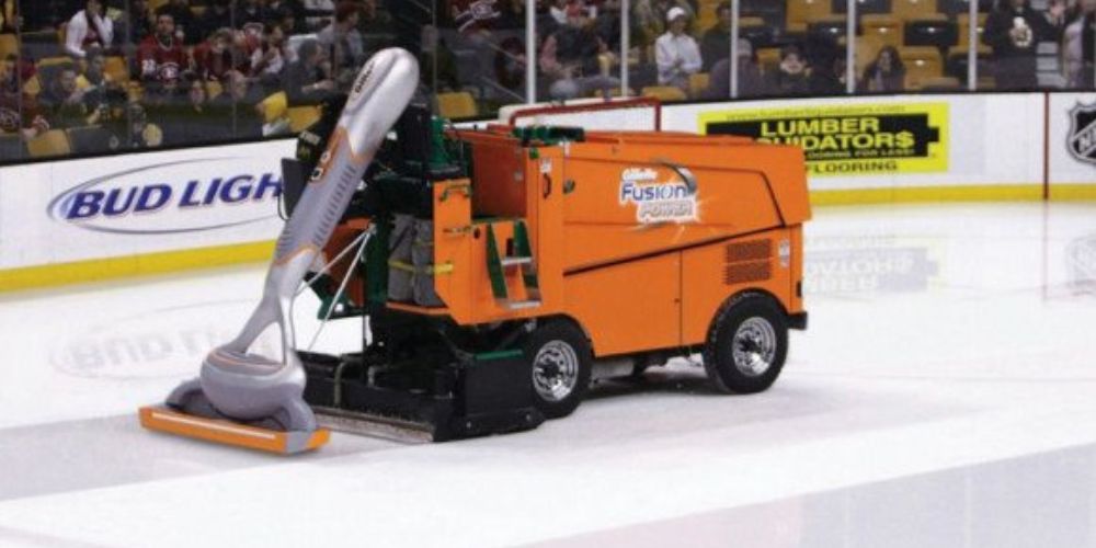 Image of a Zamboni being used in on an ice rink for guerilla marketing purposes
