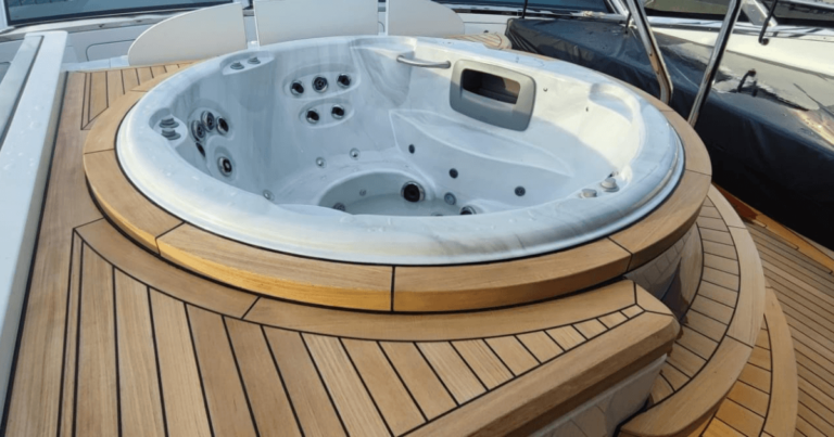 Woltz Teak Deck and white Jacuzzi on yacht